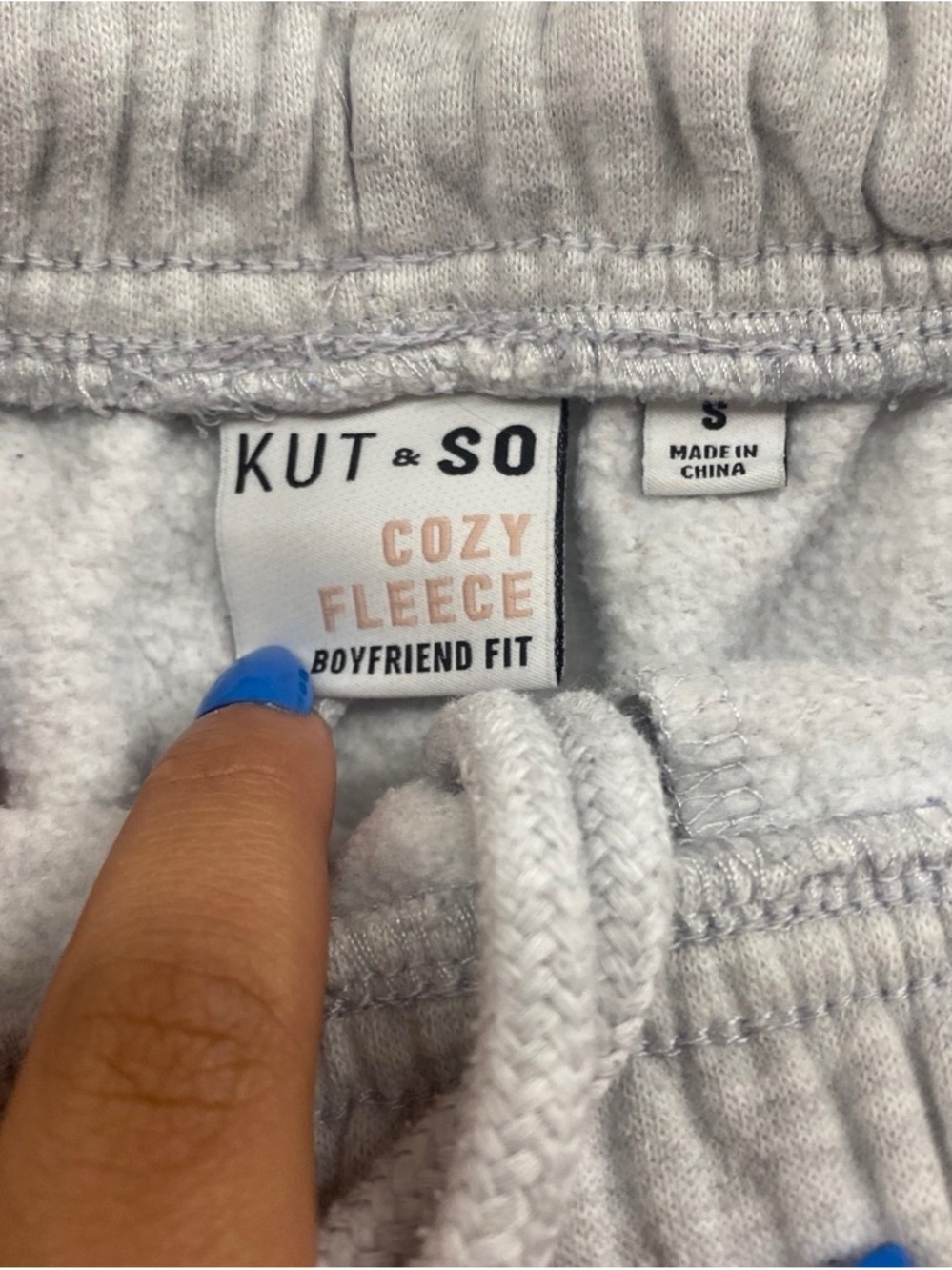 Kut & Co Cozy Fleece Boyfriend Fit Women’s Sweat Pants - Light Gray - Picture 2 of 2